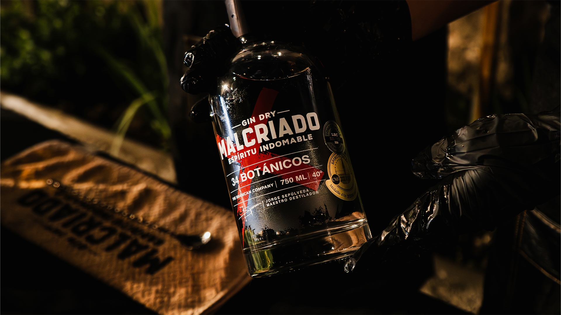 Botella Gin Malcriado en mano